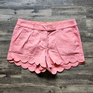 J Crew Coral Linen Scalloped Petal Hem Women Shorts